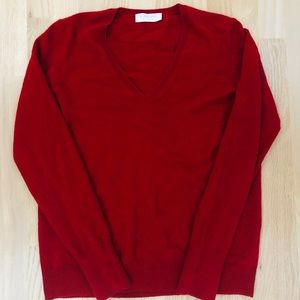Everlane Cashmere Vneck Sweater Red Med